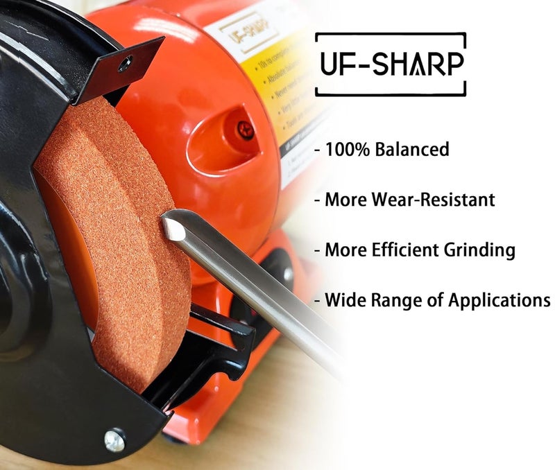 UF-SHARP 6 inch Bench Grinder Wheels, 1" Wide,1/2" Arbor, 150 Grit Aluminum Oxide Grinding Wheel for HSS and Carbon Steel Tools (150 Grit) - Image 4